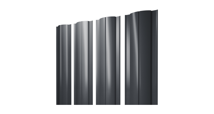 Штакетник Круглый с прямым резом 0,45 PE-Double RAL 7024 мокрый асфальт