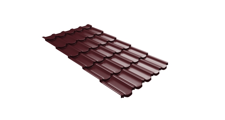 Металлочерепица  квинта плюс Grand Line c 3D резом 0,5 Satin Matt RAL 3005 красное вино