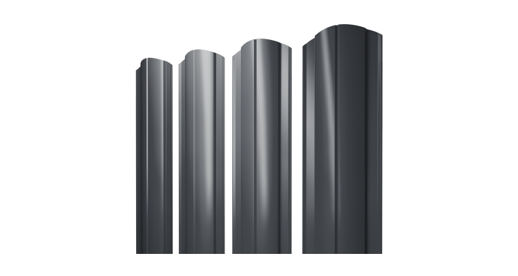 Штакетник Круглый фигурный 0,45 Drap TwinColor RAL 7024 мокрый асфальт