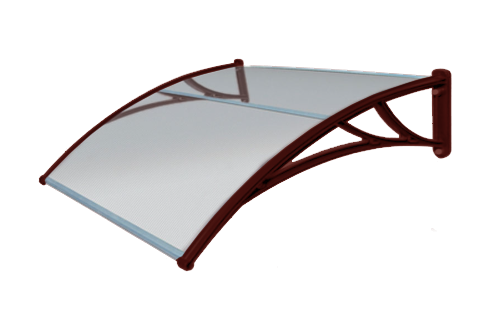 Козырек Krovent из поликарбоната 1500х930х280 прозрачный (красный кронштейн)