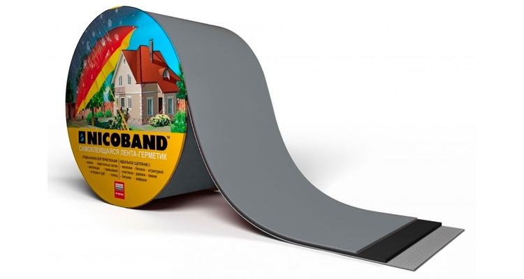 Лента герметизирующая Технониколь Nicoband самоклеящаяся 3мх7.5см, темно-серая