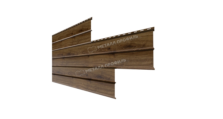 Сайдинг Металл Профиль Lбрус-XL-Н-14х335 (ECOSTEEL_MA-12-Античный Дуб-0.45)