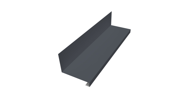 Планка примыкание нижнее к трубе фальц Grand Line 0,5 Satin с пленкой RAL 7024 мокрый асфальт (3м)